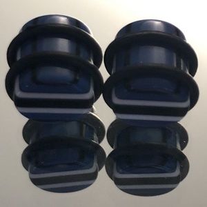 * 3/$18 Pair (2) 8mm 0g gauge Acrylic Stripe Plugs